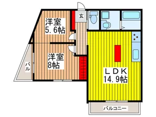ブル-テラス新都心【2階】の間取り