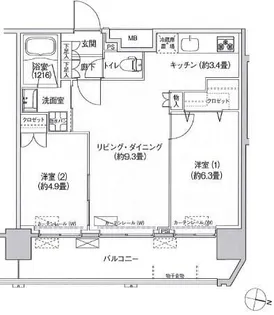 コスモグランス南品川【14階】の間取り
