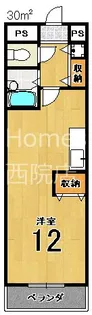 エリーフラッツ西ノ京【4階】の間取り