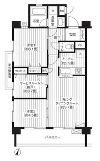 ブランネージュ多摩川【6階】の間取り