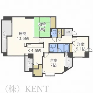 ファミール円山北3条【7階】の間取り