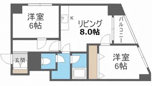 アサヒコーポ【6階】の間取り