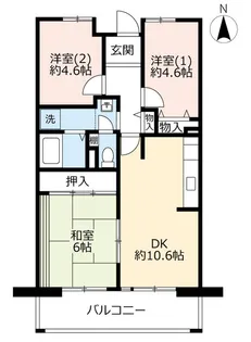 URアーベイン東三国【3階】の間取り