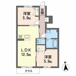 グランパストラル【1階】の間取り