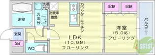 1LDKの間取り画像