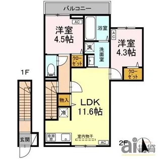 東京都小金井市中町2【アパート】の間取り