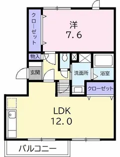 グランディール矢三A【1階】の間取り