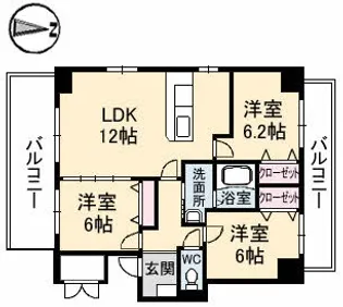 ヴィラージュ緑井【5階】の間取り