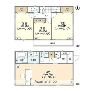 千葉県船橋市松が丘3【一戸建】の間取り