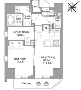 The glow Mita【10階】の間取り