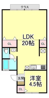 ブレマ平野B【1階】の間取り