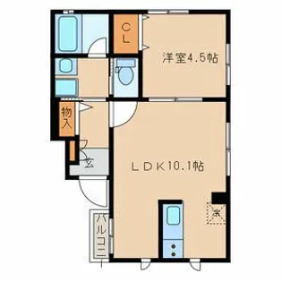 ヴィラージュ加美平【1階】の間取り