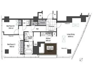スカイハウス浜離宮【14階】の間取り