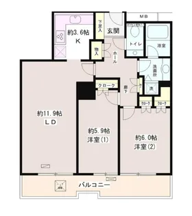 西早稲田パーク・タワー【5階】の間取り