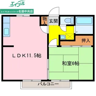 赤目ハイツA棟【1階】の間取り