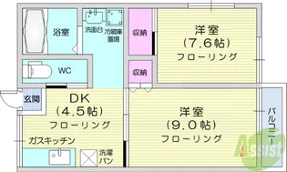 ヒルメゾン壱番館【2階】の間取り