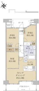 ジオ緑地公園ブライトヒルズ ガーデンコート【7階】の間取り