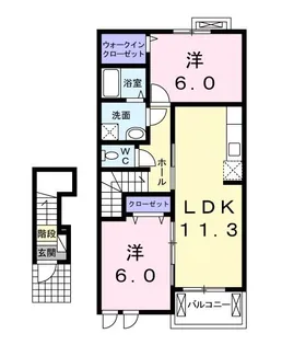 ロッソフィオーレA【2階】の間取り
