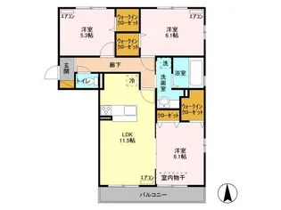 袖ヶ浦ヒルサイドレジデンスB棟【2階】の間取り