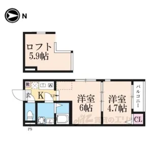 ハーモニーテラス深草僧坊町【2階】の間取り