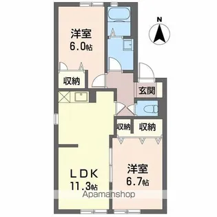 ハナミズキ安田1 D【1階】の間取り