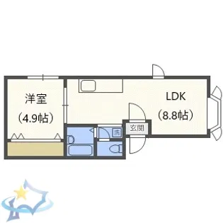 レッツリブ西野【1階】の間取り