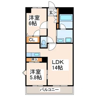 ロイヤルマンション健軍I【4階】の間取り