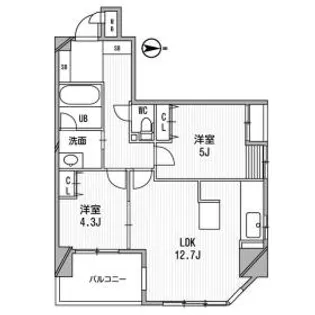 アーデンタワー北堀江【2階】の間取り