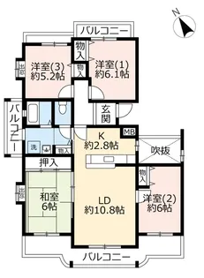 UR高槻・阿武山十番街【5階】の間取り