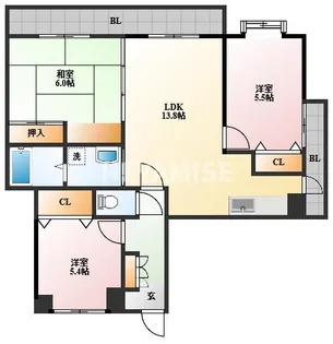 グリーンベル深ほり【5階】の間取り