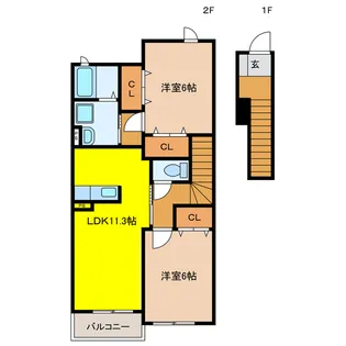 岐阜県揖斐郡池田町八幡【アパート】の間取り