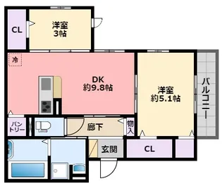 コンフォール甲子園口【2階】の間取り