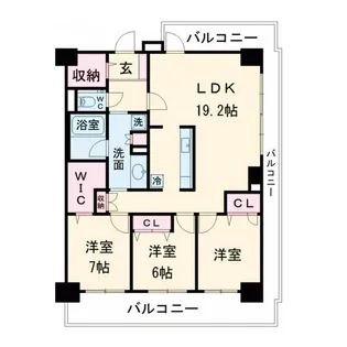 グランセジュール大国町【3階】の間取り