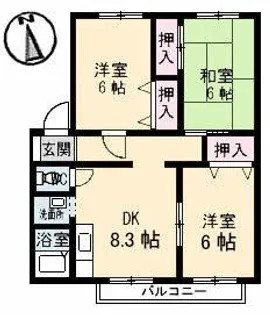サンビレッジ高松 K棟【2階】の間取り