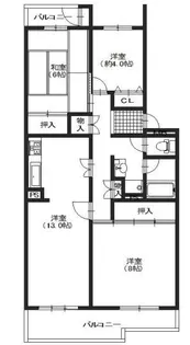 若山台第2住宅2号棟【3階】の間取り