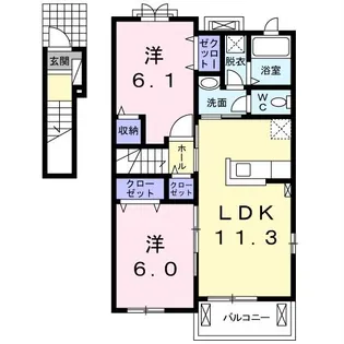 悠楽住宅マス・マロック【2階】の間取り