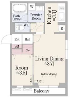 SQUARE市谷河田町hillside【3階】の間取り