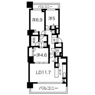 ライオンズ札幌クロスタウン【14階】の間取り