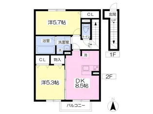 ユニティー・郡山北I【2階】の間取り