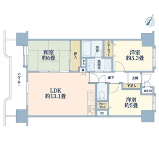 ライオンズプラザ北仙台【11階】の間取り
