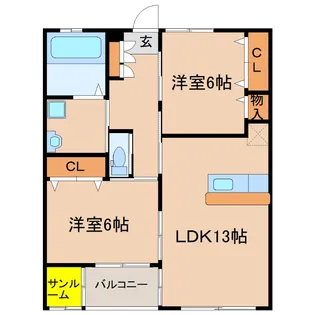 ひまわりハイツ A【1階】の間取り