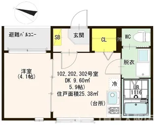 ハーモニーテラス新喜多東II【2階】の間取り