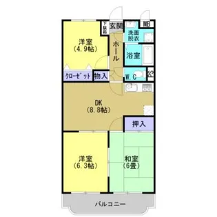 ユーミーGRANDIR【3階】の間取り