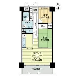 ライオンズマンション岡山南【2階】の間取り