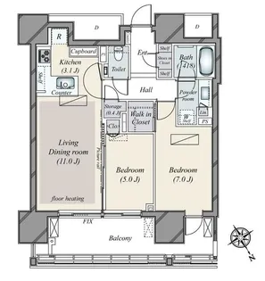 グランドヒルズ恵比寿【5階】の間取り