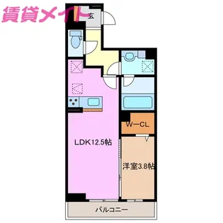 ディーシャンブル富田【1階】の間取り
