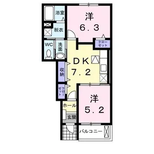 ユニゾンゑびす【1階】の間取り