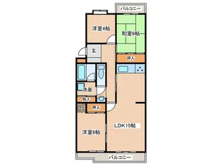 サニーヒル表山6号棟【3階】の間取り