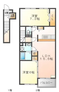 パークサイドミッチィー A【2階】の間取り