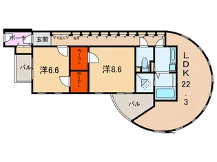 シルバ-ウィリアムス【3階】の間取り